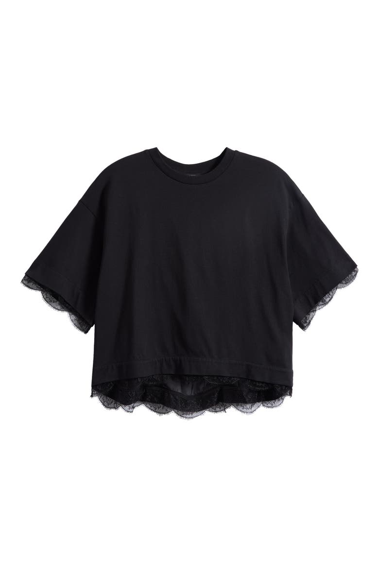 Nia Lace Trim T-Shirt, Alternate, color, BLACK