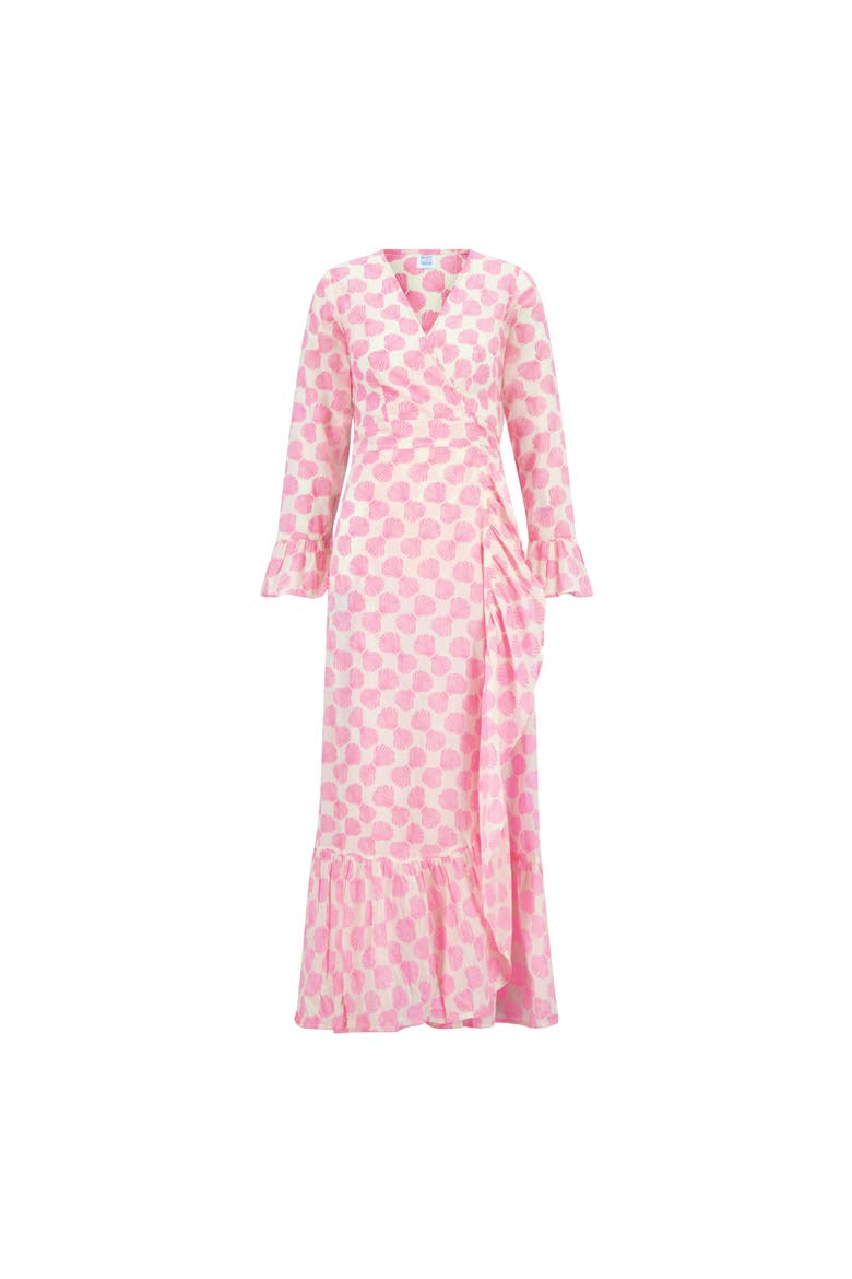Genevieve Women's Ruffle Wrap Dress Shell Beach Pink, Main, color, Shell Beach Pink