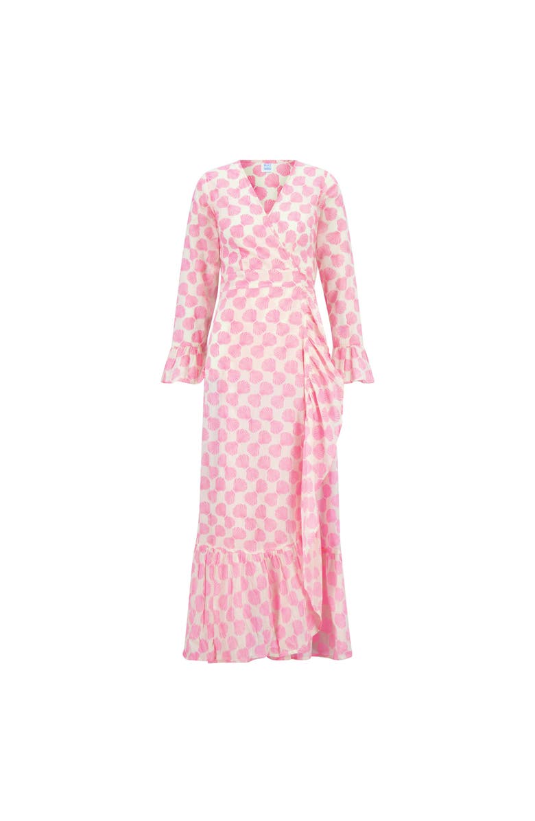 Mer St. Barth Genevieve Women's Ruffle Wrap Dress Shell Beach Pink, Main, color, Shell Beach Pink