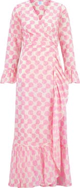 Mer St. Barth Genevieve Women's Ruffle Wrap Dress Shell Beach Pink