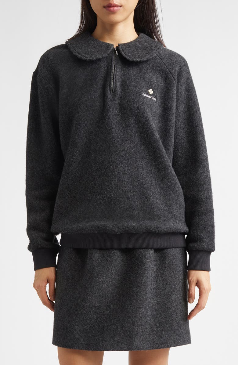 Shushu/Tong Doll Collar Oversize Half Zip Sweatshirt, Main, color, 