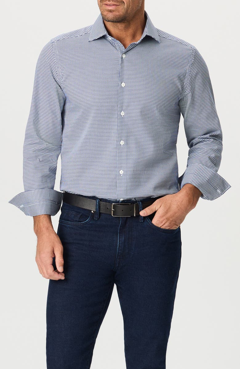 Robert Graham Parrett Cotton Button-Up Shirt, Main, color, Navy