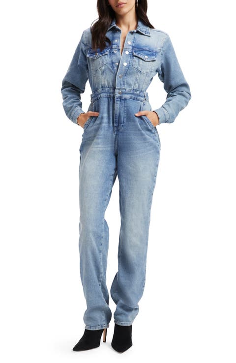 Long Sleeve Denim Jumpsuit