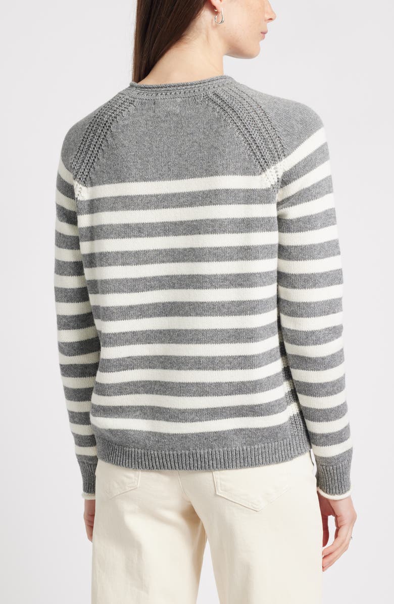 Caslon<sup>®</sup> Raglan Sleeve Roll Neck Wool & Cotton Sweater, Alternate, color, Grey- Ivory Stripe