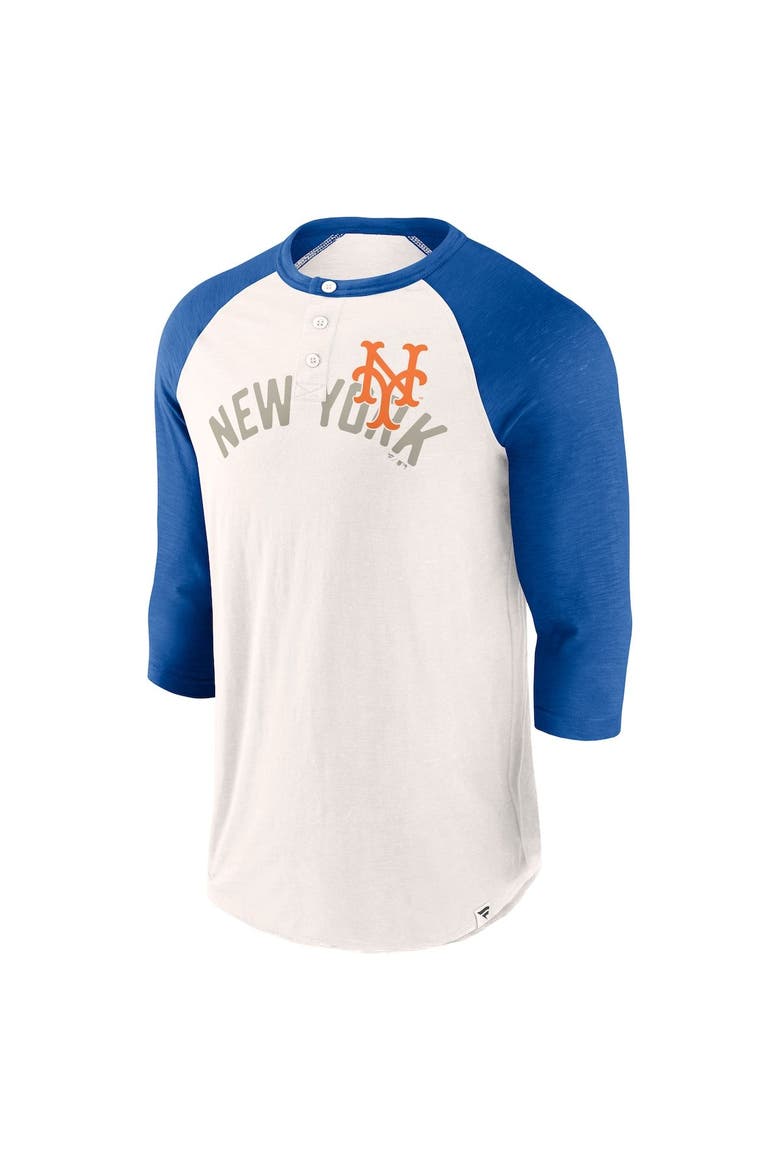 Men's Fanatics Branded White/Royal New York Mets Backdoor Slider Raglan 3/4-Sleeve T-Shirt, Alternate, color, White