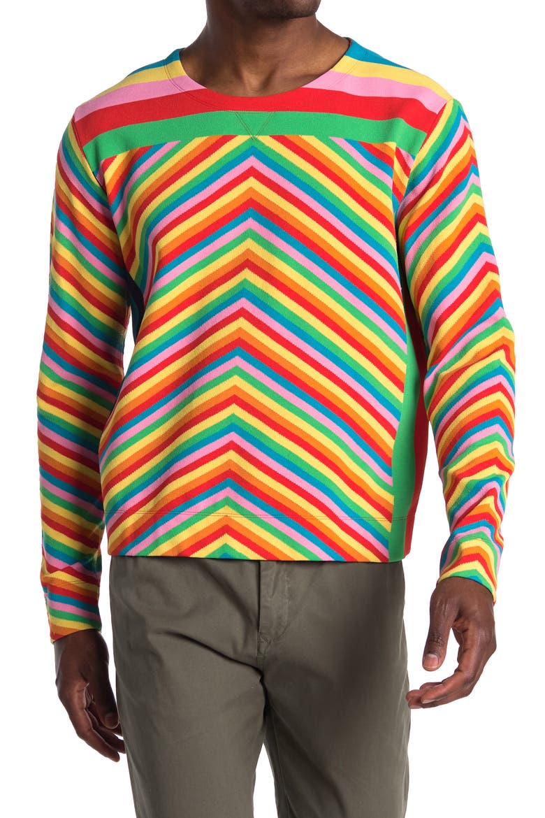 Rainbow Chevron Stripe Knit Sweater, Main, color, AL CAMPIONE