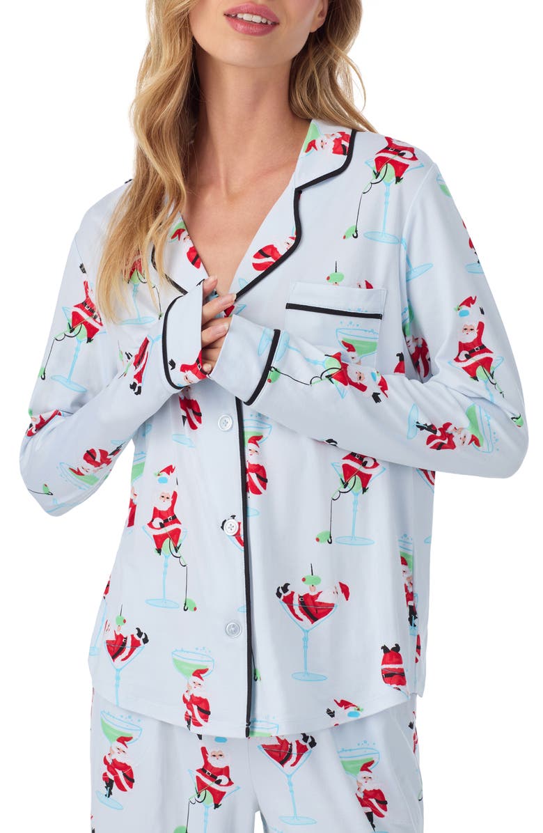 Room Service Pjs Long Sleeve Print Pajamas, Alternate, color, Blue Print