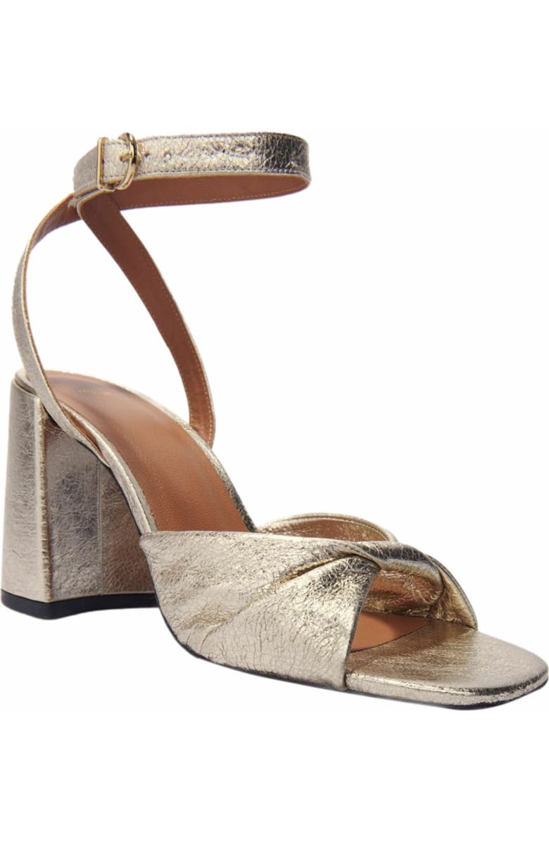 maje Metallic leather sandals with heels, Alternate, color,