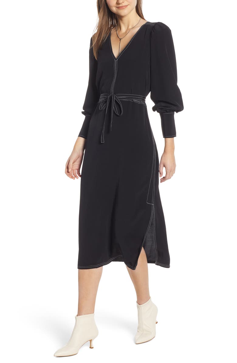 Something Navy Side Slit Midi Dress, Main, color,