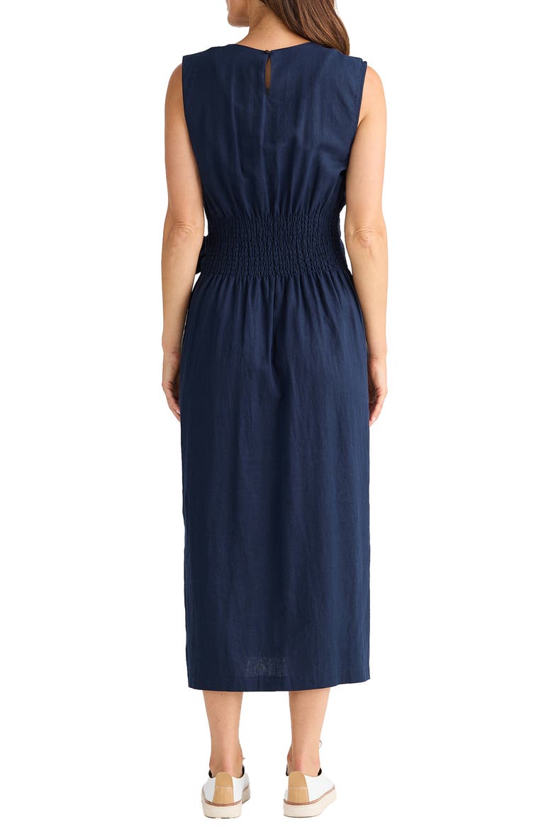 Turning Point Tie Waist Midi Dress, Alternate, color, NAVY