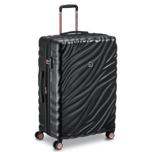 Delsey Paris Alexis Hardside 29-inch Large Checked Expandable Spinner Luggage In Black/rose Gold