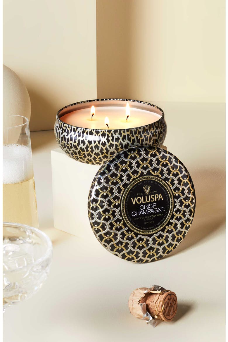 Crisp Champagne 3-Wick Tin Candle, Alternate, color, CRISP CHAMPAGNE
