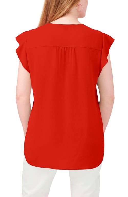 Chaus Print Flutter Sleeve Blouse In Red