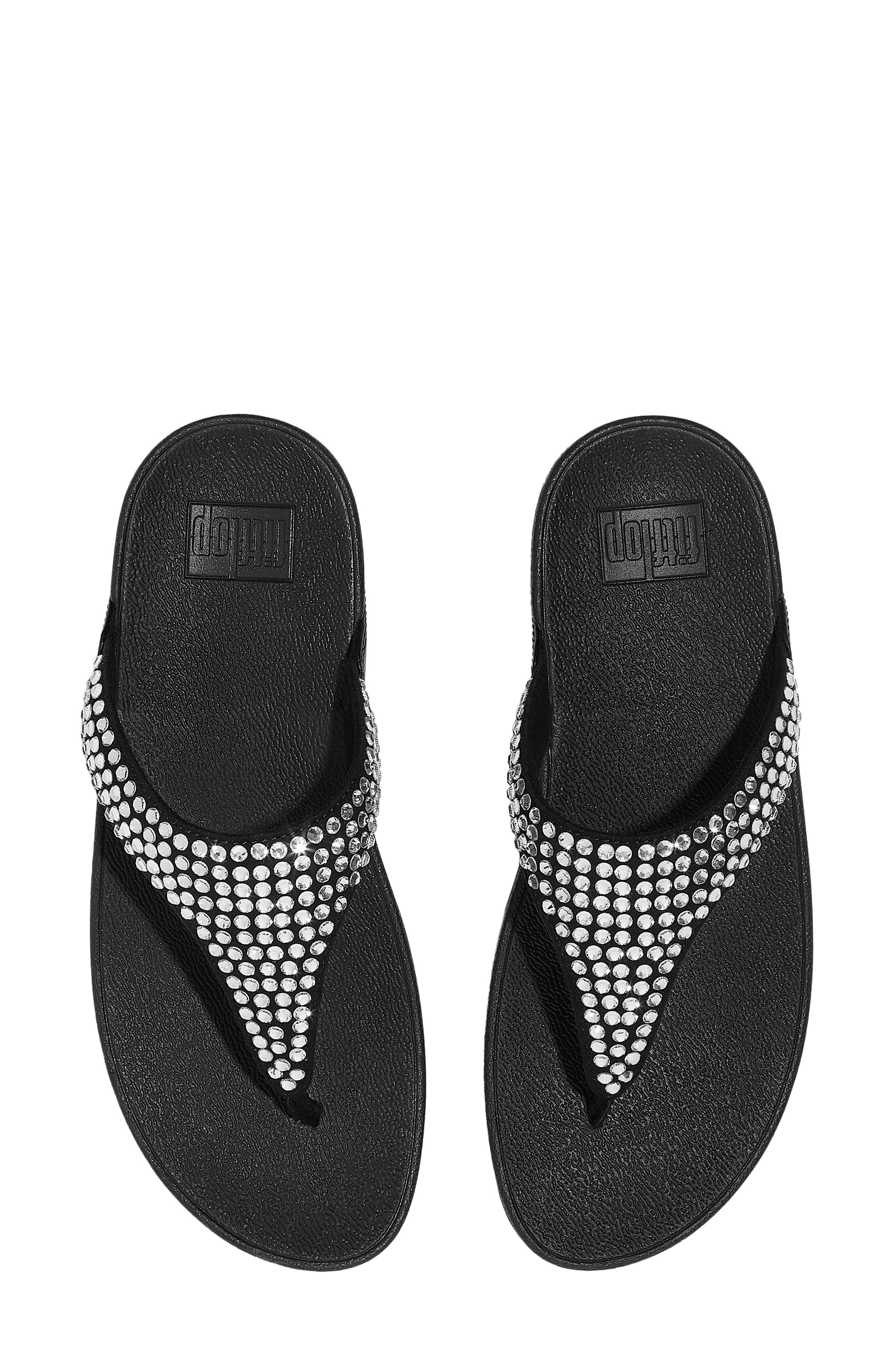 Lulu Maxi Crystal Post Toe Sandal, Alternate, color, BLACK