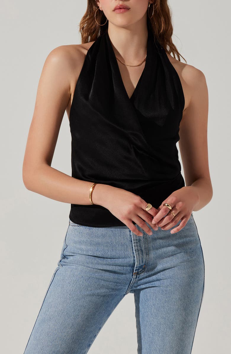 ASTR the Label Della Halter Neck Velvet Top, Main, color, 