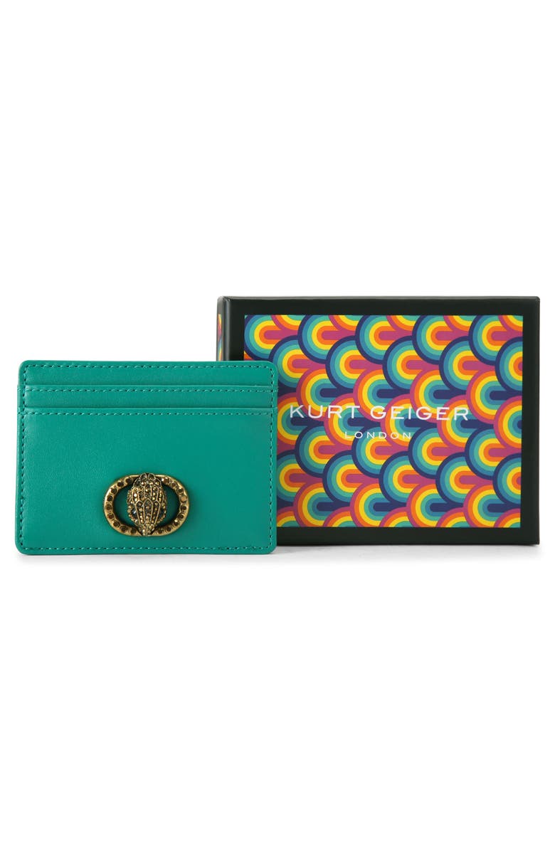 Kurt Geiger London Chelsea Leather Card Holder, Alternate, color, Open Green