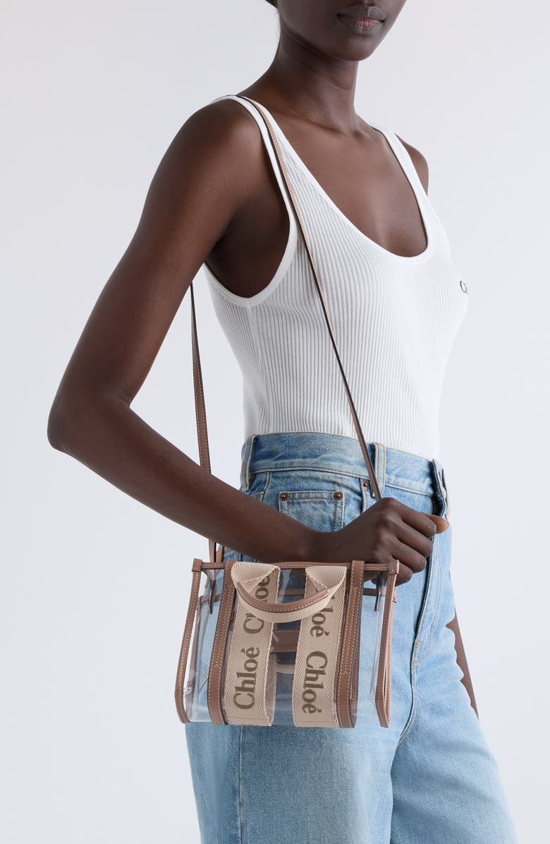 Chloé Mini Woody Jelly & Leather Tote Bag, Alternate, color,