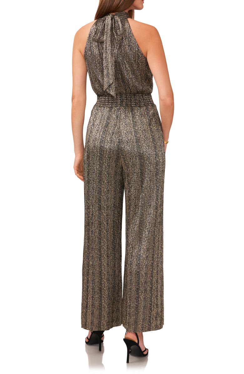 Vince Camuto Metallic Smocked Waist Wide Leg Jumpsuit, Alternate, color,