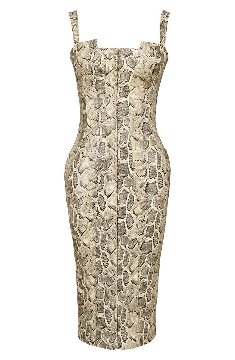 Gracie Panelled Faux Leather Midi Cocktail Dress