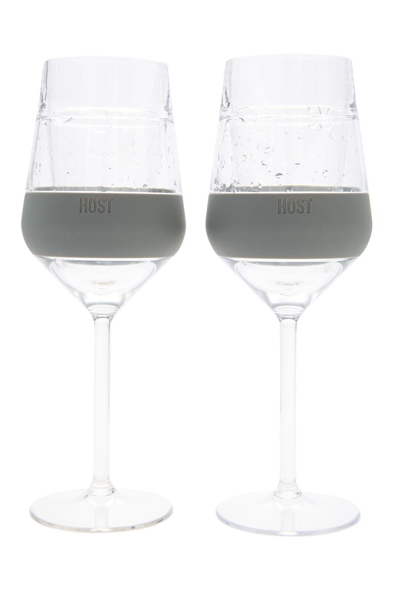 Stemmed Wine FREEZE Cooling Cup Set of 2, Main, color, GRAY