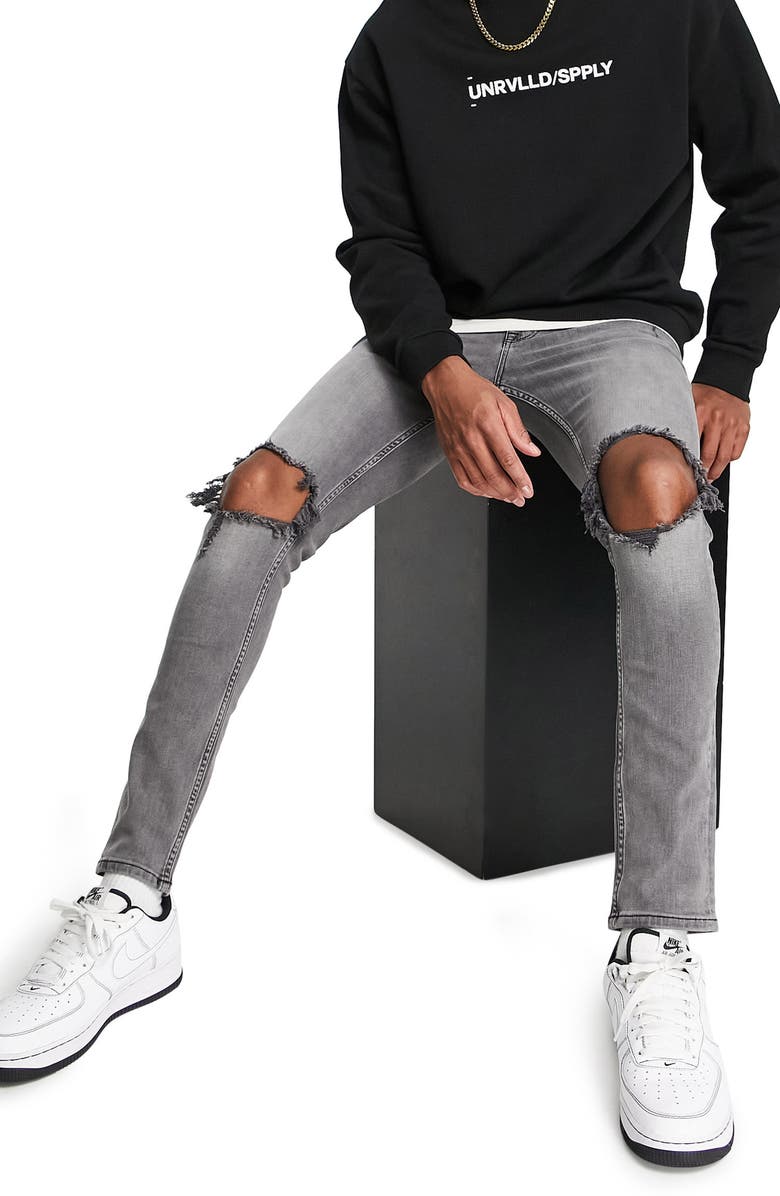 ASOS DESIGN Ripped Skinny Jeans, Main, color, 