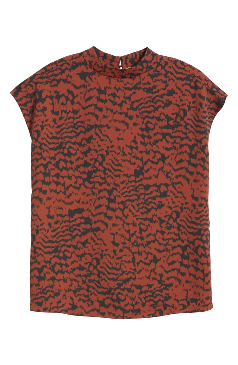 Halogen<sup>®</sup> Animal Print Mock Neck Cap Sleeve Shell, Alternate, color, Burnt Henna
