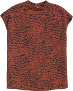 Halogen® Animal Print Mock Neck Cap Sleeve Shell