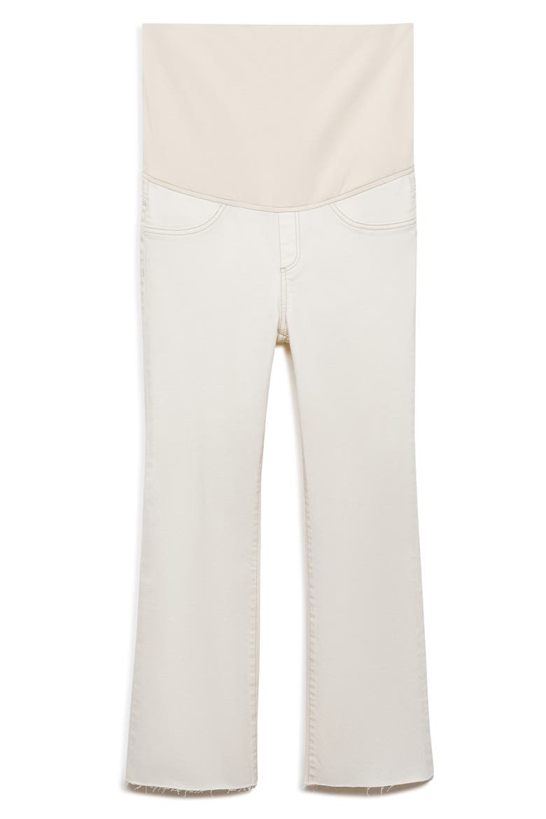 Over the Bump Raw Hem Crop Flare Maternity Jeans, Main, color, OFF WHITE