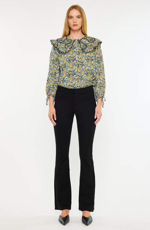 Kancan Ally Mid Rise Ponte Bootcut Pants In Black