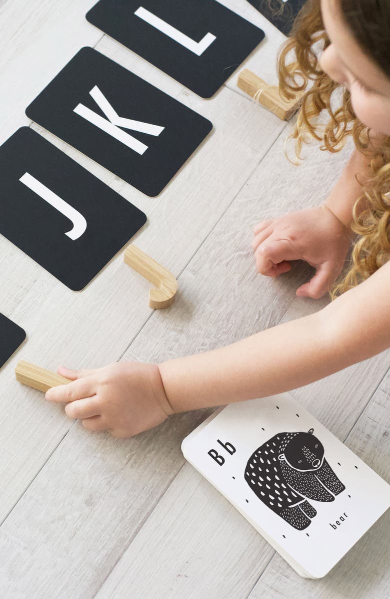 Wee Gallery Wooden Alphabet Letters and Animal Alphabet Cards Bundle, Alternate, color, Alphabet