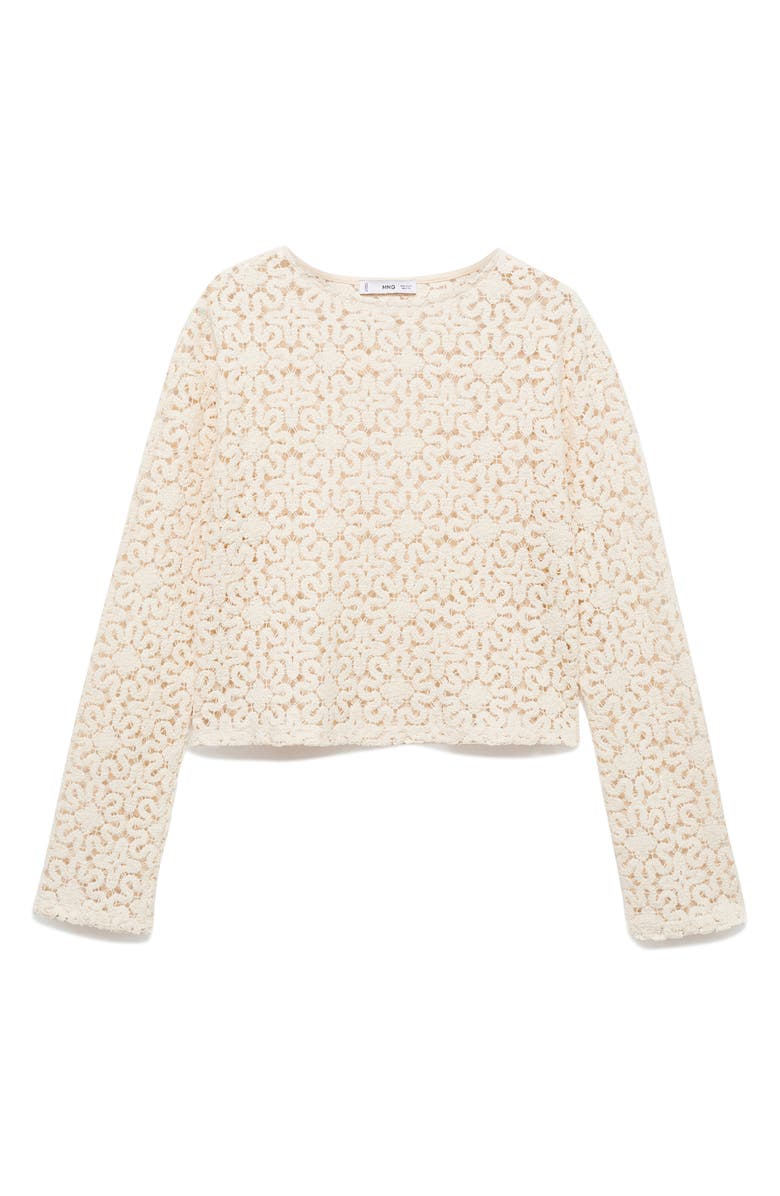 MANGO Sheer Floral Crop Top, Alternate, color, 