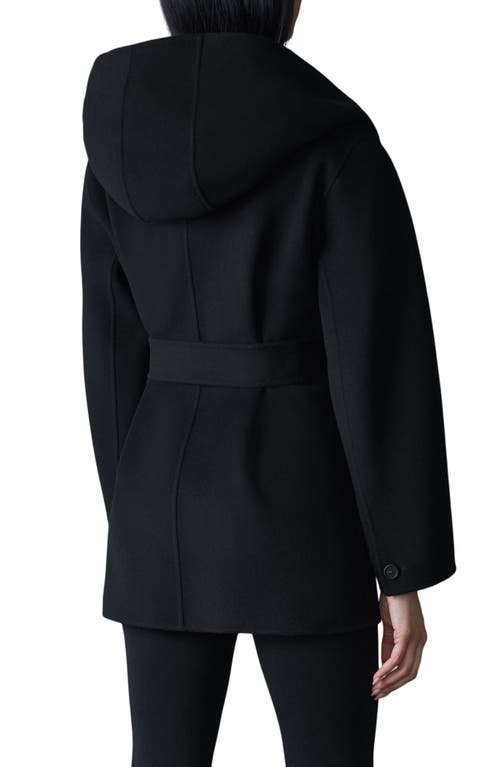 Mackage Paya Belted Wool Coat In Black