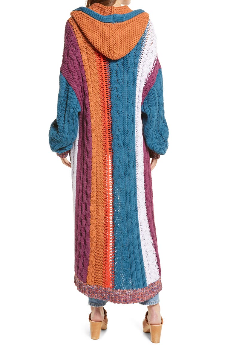 Hearts on Fire Stripe Hooded Long Cardigan, Alternate, color, HEARTS ON FIRE COMBO