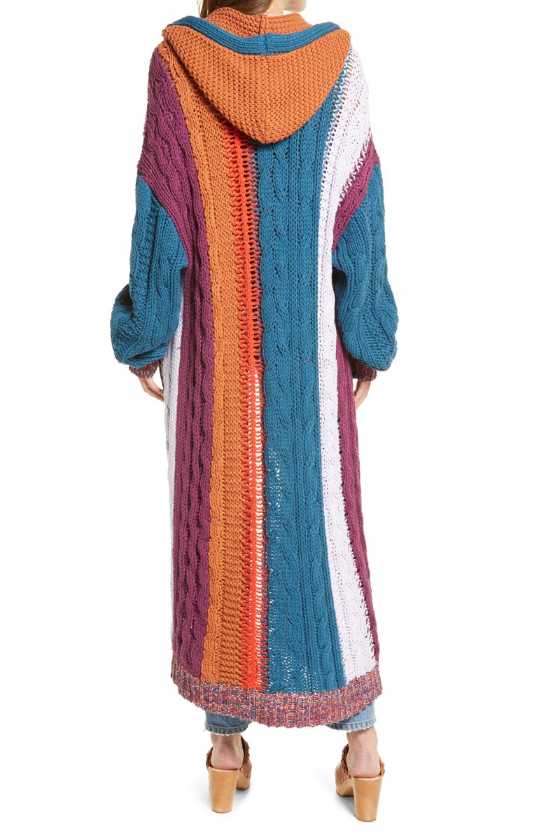 Free People Hearts on Fire Stripe Hooded Long Cardigan, Alternate, color, 