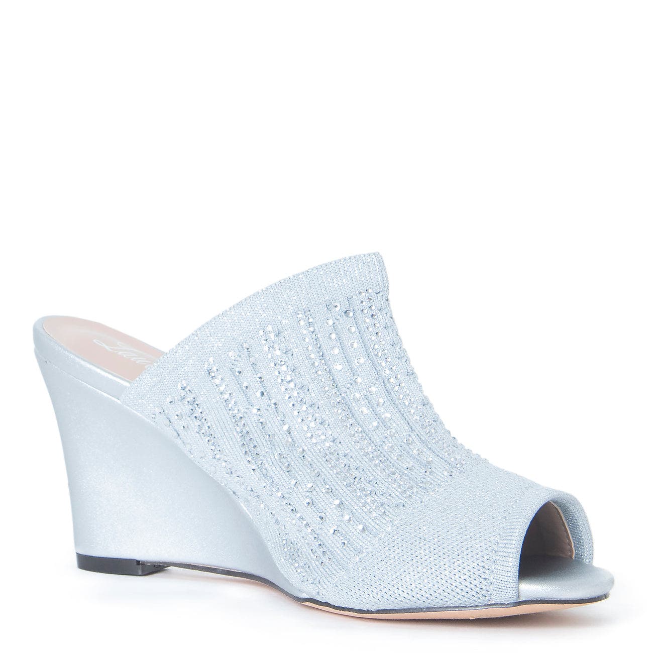 Lauren Lorraine Martha Wedge Sandal, Main, color, Silver