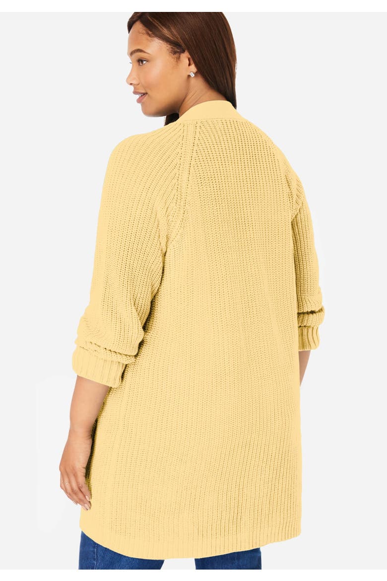 Shaker Button Front Cardigan Sweater (plus), Alternate, color, BANANA