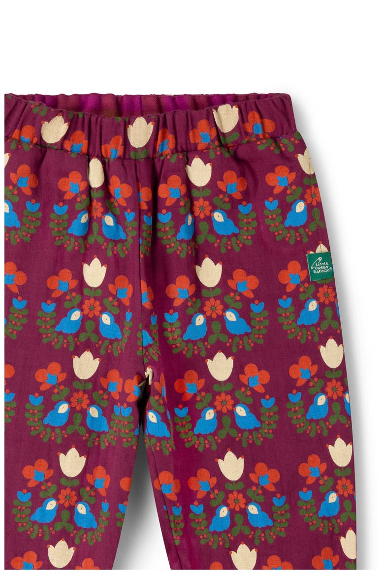 Kids' Folk Birds Reversible Organic Cotton Trousers, Alternate, color, PURPLE