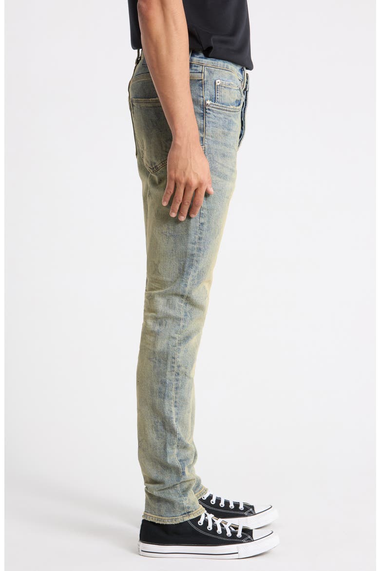 Gothic Wire Monogram Low Rise Skinny Jeans, Alternate, color, MID INDIGO