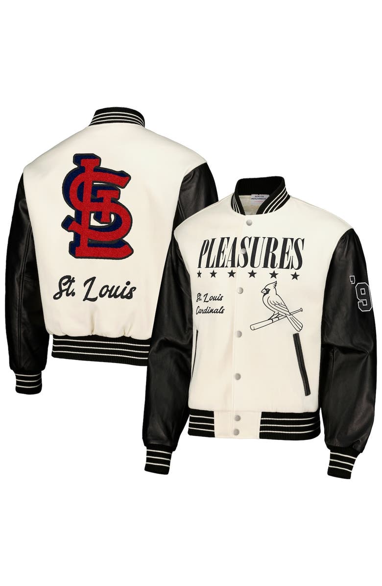 PLEASURES Men's PLEASURES White St. Louis Cardinals Full-Snap Varsity Jacket, Alternate, color,