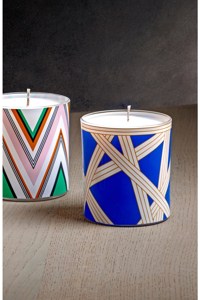 Scented Candle NASTRI 220gr  Bicolore 2 Blue diam. 3.3", H 3.5", Alternate, color, Blue