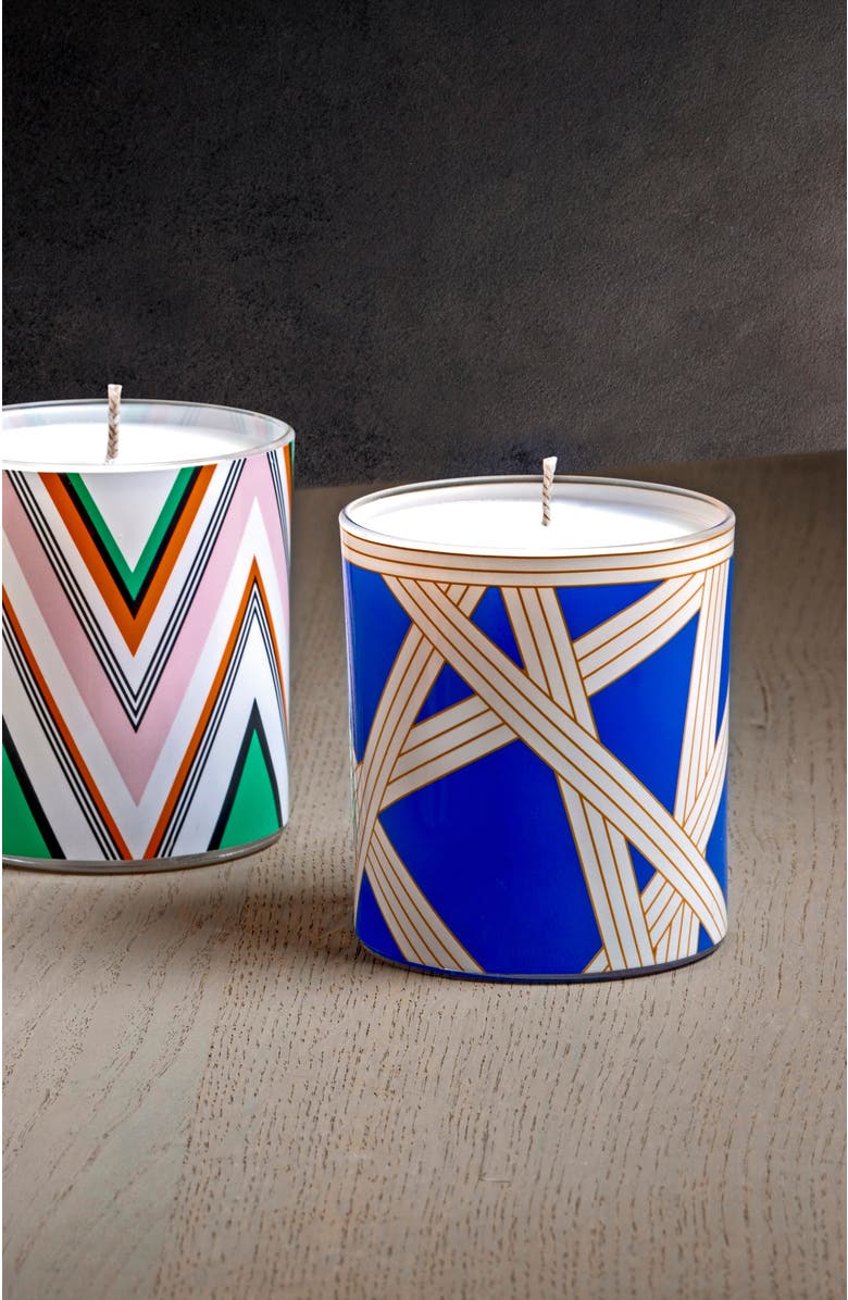 Missoni Home Tableware Scented Candle NASTRI 220gr Bicolore 2 Blue diam. 3.3", H 3.5", Alternate, color, Blue