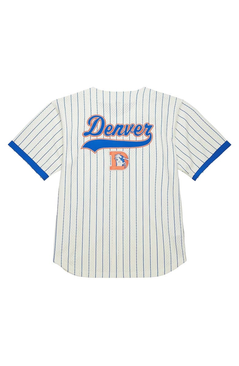 Mitchell & Ness Men's Mitchell & Ness  Cream Denver Broncos Final Seconds Vintage Logo Mesh Button-Up Shirt, Alternate, color, 