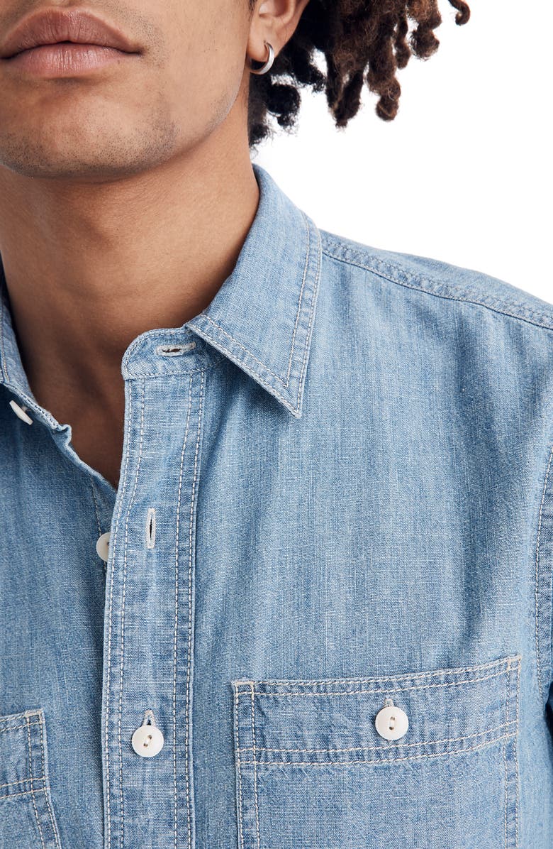 Madewell Slim Fit Chambray Sport Shirt, Alternate, color, 