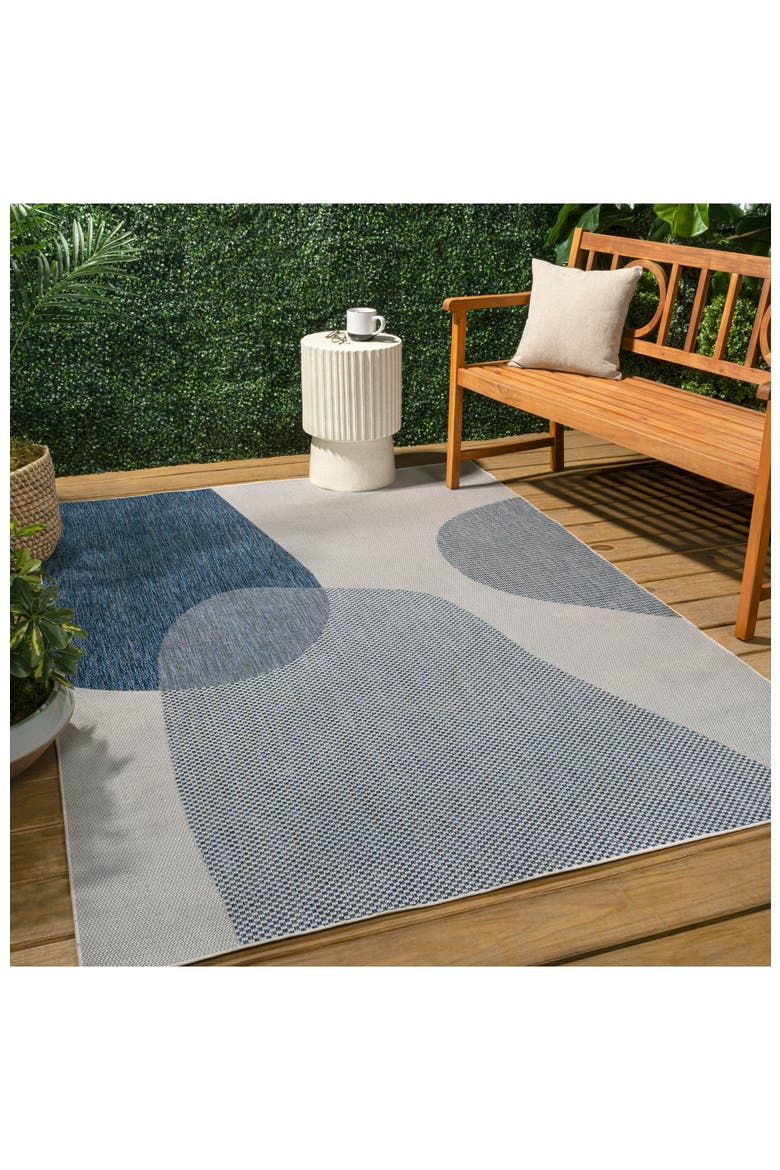 Zia Modern Geometric Organic Shapes Indoor/Outdoor Area Rug, Alternate, color, Cream/Navy