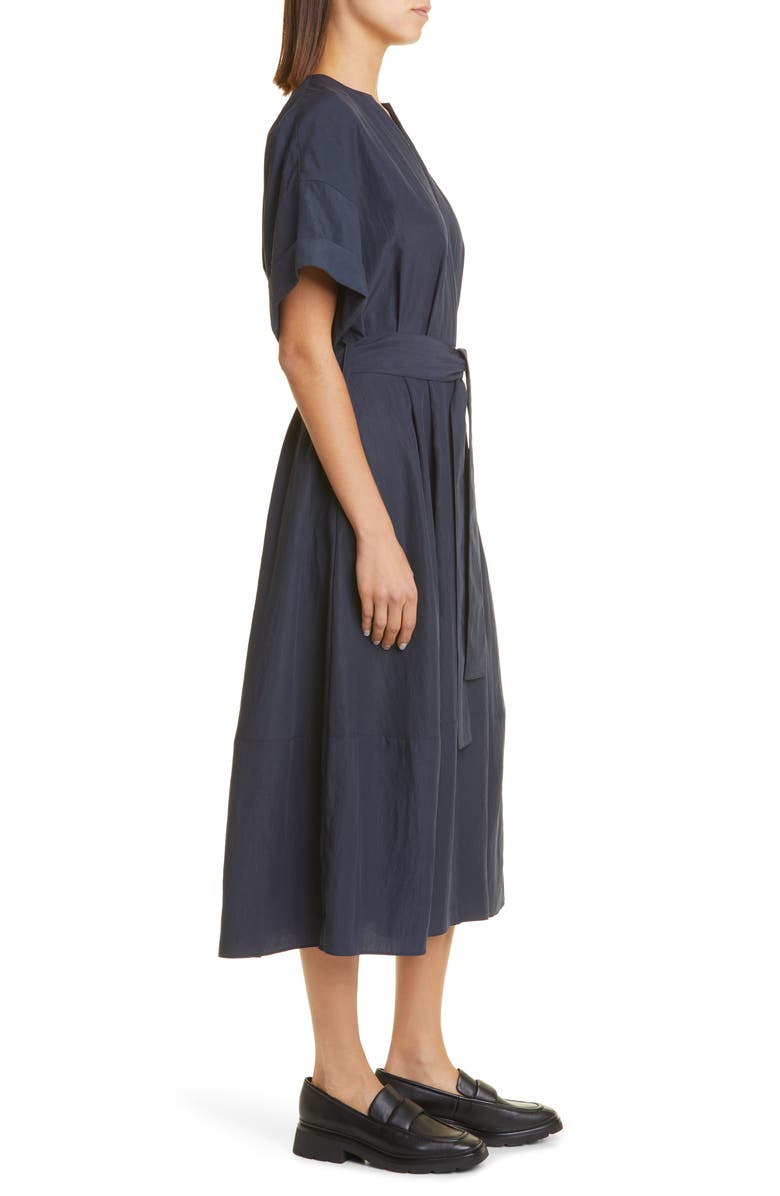 Vince Split Neck Stretch Cotton Dress, Alternate, color, 