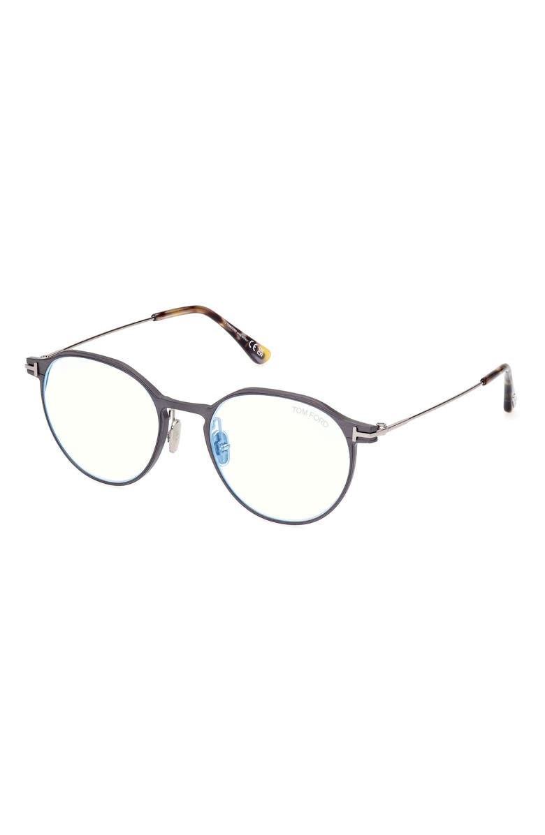 TOM FORD 52mm Round Blue Light Blocking Glasses, Alternate, color,