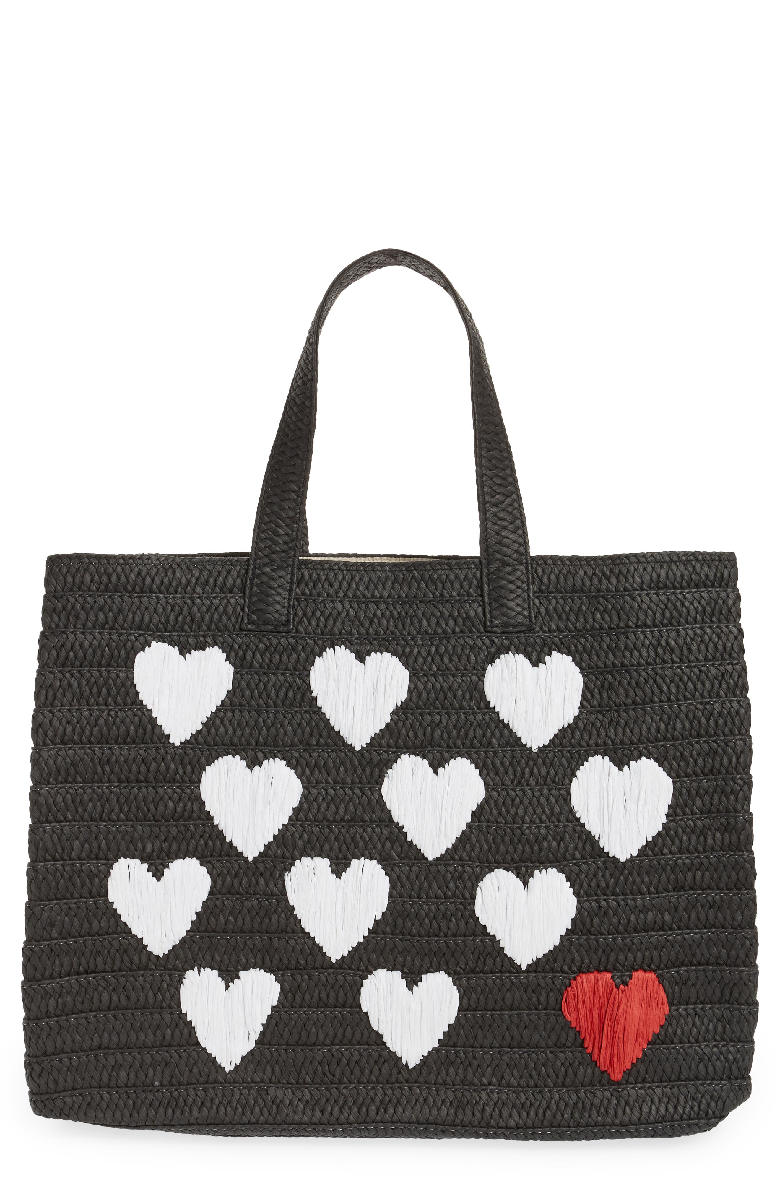 BTB Los Angeles Be Mine Straw Tote, Main, color, 