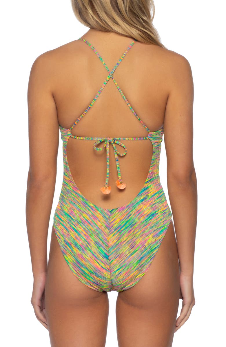 Isabella Rose Prismatic Plunge One-Piece Swimsuit, Alternate, color,