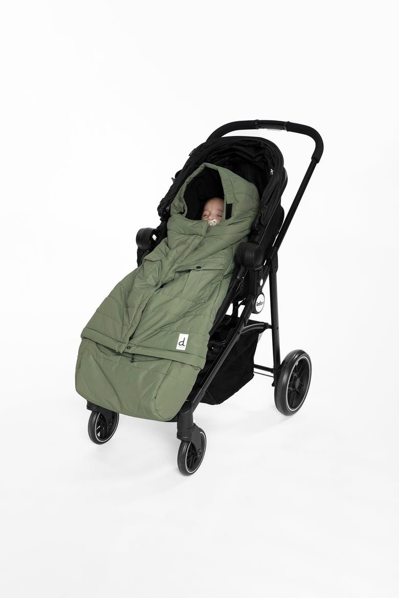 Evolutive Adjustable Hood Footmuff for Car Seats and Strollers, Alternate, color, Olive Green