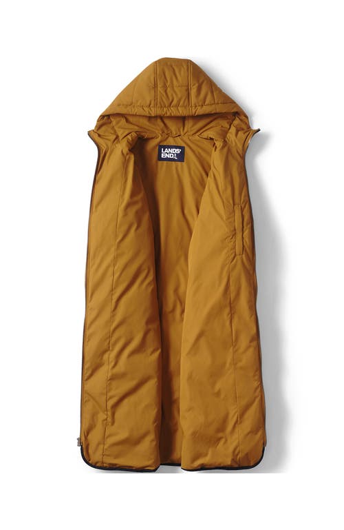 Lands' End Featherfree Insulated Diamond Quilted Maxi Coat In Orange